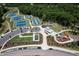Overhead view of the community park featuring tennis courts, garden, and playground areas at 3825 Cary Glen Blvd, Cary, NC 27519