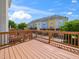 View from the balcony showcasing the townhome community's colorful exterior and layout at 3825 Cary Glen Blvd, Cary, NC 27519