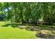 Spacious backyard with lush green grass and mature trees, offering ample shade at 430 Walnut St, Cary, NC 27511