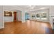 Open living area with hardwood floors that flows into the kitchen, great for entertaining at 430 Walnut St, Cary, NC 27511