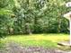 Lush backyard surrounded by mature trees providing ample shade and privacy at 525 Locust Rd, Hillsborough, NC 27278