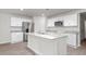Bright kitchen featuring white cabinetry, stainless steel appliances, granite counters, and an island at 528 Lochalsh Dr, Gibsonville, NC 27249