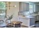 Modern kitchen with gray cabinets and beautiful backsplash at 931 Ramseur St, Durham, NC 27701