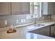 Up-close view of a sink, counter, and backsplash in a bright kitchen at 931 Ramseur St, Durham, NC 27701