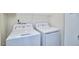 Laundry room featuring a modern washer and dryer set with a wire rack above at 931 Ramseur St, Durham, NC 27701