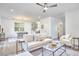 Bright living room featuring hardwood floors, neutral tones, and a ceiling fan at 931 Ramseur St, Durham, NC 27701