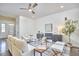 Spacious living room featuring comfortable seating, a modern fireplace, and a ceiling fan at 931 Ramseur St, Durham, NC 27701