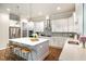 Bright kitchen showcasing white cabinets, an island with seating, and stainless steel appliances at 1020 Regency Cottage Pl, Cary, NC 27518