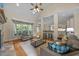 Inviting living room featuring vaulted ceiling, fireplace, and an open view of the kitchen at 1028 Harpers Ridge Ct, Wake Forest, NC 27587