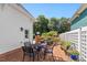 Beautiful backyard brick patio with a dining table and chairs at 10570 Evergreen Spring Pl, Raleigh, NC 27614
