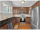 Kitchen with stainless steel appliances, granite countertops, and wooden cabinets at 117 Finsbury St, Durham, NC 27703