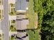 An aerial view shows well-manicured lawns and mature trees surrounding single-Gathering homes at 1502 Spring Overlook Ln, Hillsborough, NC 27278