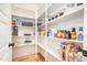 Well-organized pantry with multiple shelves, providing ample storage for groceries and kitchen essentials at 1502 Spring Overlook Ln, Hillsborough, NC 27278