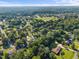 Wide aerial shot of a charming neighborhood with abundant trees and a serene pond at 1524 Wedgewood Dr, Graham, NC 27253