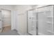 Bright bathroom featuring a glass shower, creating a clean and modern space at 195 Babbling Creek Dr, Youngsville, NC 27596