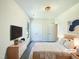 Serene main bedroom with plush rug, TV, a bright window and ample closet space at 27 Stonewall Way, Durham, NC 27704