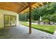 Covered patio overlooking the pool and backyard space at 3707 Stonegate Dr, Chapel Hill, NC 27516