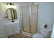 Bathroom with stand-up shower, toilet, and vanity with sink at 4414 Nc Hwy 87 N, Pittsboro, NC 27312