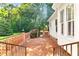 Relax on this brick paved patio with a garden area beyond at 619 Baybush Dr, Raleigh, NC 27615