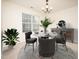 Bright dining room features a marble table, stylish chairs, and lots of natural light from the window at 6228 Saybrooke Dr, Raleigh, NC 27604