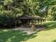 Picnic shelter with tables and trash can in a green park setting at 979 St Marys St # G6, Raleigh, NC 27605