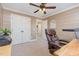 Bedroom with a ceiling fan, hardwood floors and natural light at 114 Boone Trl, Garner, NC 27529
