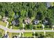 Overhead shot of a home with a private backyard, trees and a swimming pool in a desirable neighborhood at 164 Avocet Ln, Clayton, NC 27520