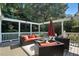 Covered patio with comfortable seating arrangements and tasteful outdoor decor at 164 Avocet Ln, Clayton, NC 27520