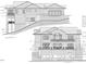 Detailed architectural rendering showing left and rear elevations of the home at 23106 Umstead, Chapel Hill, NC 27517