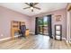 Bedroom with desk area, ceiling fan, and sliding glass doors to the outside at 346 Summerwalk Cir, Chapel Hill, NC 27517