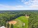 Scenic aerial view featuring baseball fields in this beautiful community at 404 Troy Pl, Raleigh, NC 27609