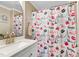 Bathroom featuring vanity, white cabinets, and Paris themed shower curtain at 6005 Lake Wheeler Rd, Raleigh, NC 27603