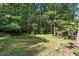 Expansive backyard featuring mature trees and lush greenery creating a private, natural setting at 701 Bennington Dr, Raleigh, NC 27615