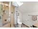 Bathroom with a glass shower and toilet at 701 Bennington Dr, Raleigh, NC 27615