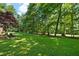 Expansive backyard with lush green lawn, mature trees providing ample shade, and meticulous landscaping at 745 Oaks Lane Rd, Timberlake, NC 27583