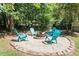 Backyard firepit with Adirondack chairs, perfect for outdoor entertaining at 7801 Kingsbrook Ct, Wake Forest, NC 27587