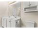 Bright bathroom features a mirrored wall cabinet and a toilet at 822 Blue Lake Dr, Mebane, NC 27302