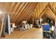 Unfinished attic space with exposed wooden beams, ideal for extra storage at 904 Parkridge Dr, Clayton, NC 27527