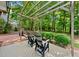 Relaxing backyard deck with two chairs and a picturesque view of the lush, wooded surroundings at 1030 W Sterlington Pl, Apex, NC 27502