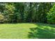 A home's backyard featuring a lush lawn surrounded by mature trees at 10625 Soma Ct, Raleigh, NC 27613