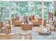 Bright living room with a cozy seating arrangement with a view of the trees at 108 Cedar St, Chapel Hill, NC 27514