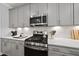 Modern kitchen with stainless steel microwave and gas cooktop complemented by white backsplash at 1125 Surveyor Dr, Durham, NC 27703