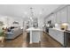 Modern kitchen with gray cabinets, a center island, stainless steel appliances, and hardwood flooring at 1125 Surveyor Dr, Durham, NC 27703