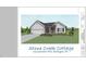 Rendering of a charming Stone Creek Cottage showcasing a two-car garage and inviting front porch at 1229 Lawndale Dr, Graham, NC 27253