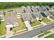 Aerial view of a neighborhood showcasing well-maintained lawns and diverse home styles at 125 Alumroot Rd, Holly Springs, NC 27540