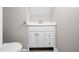 Clean and simple half-bath with white vanity, offering convenience and functionality at 1708 Lake Park Dr, Raleigh, NC 27612