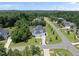 Picturesque aerial view of a neighborhood with spacious homes, green lawns, and tree-lined streets at 20 Delia Ln, Pittsboro, NC 27312