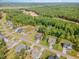 A neighborhood's aerial view displays greenery and homes in a quiet community near a forest at 220 W Amber Oak Dr, Selma, NC 27576