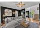 Spacious living room with an open floor plan with hardwood floors at 3007 Shopton Dr, Apex, NC 27502