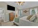 Main bedroom featuring a ceiling fan, large windows, and a comfortable king bed at 3007 Shopton Dr, Apex, NC 27502
